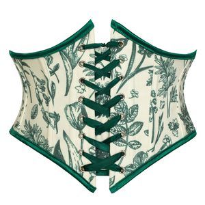 Women Renaissance Boned Lace Up Medieval Corset Belts For Dresses Lush Fern 12😼